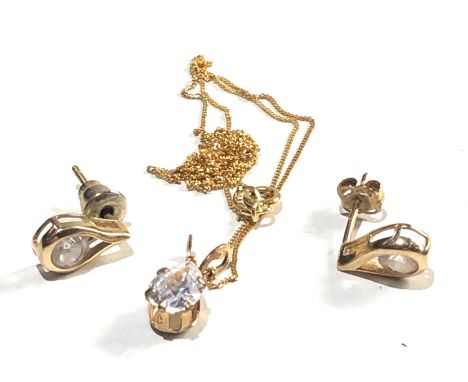 9ct gemstone pendant necklace and earrings 