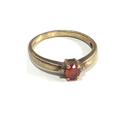 9ct gold fire opal &amp; diamond ring 2.1g 