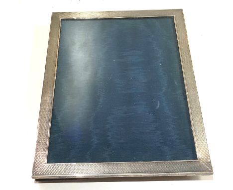 Antique engine turned silver picture frame measures approx 27.5cm by 20cm London silver hallmarks missing back fastner 