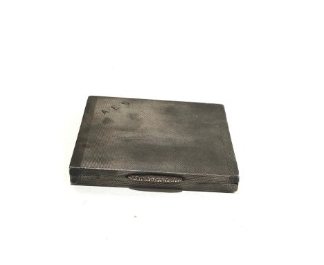 Antique engine turned silver box by asprey London measures approx 8cm by 7cm and 1cm deep engraved initials to lid weight 115