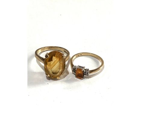 2 x 9ct Gold gemstone rings inc. citrine 6.7g 