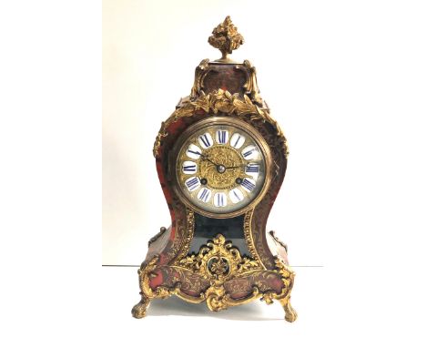 A Fine quality red tortoiseshell and cut brass french Boulle clock by japy Freres &amp; Co  with gilt bronze mounts, the red 