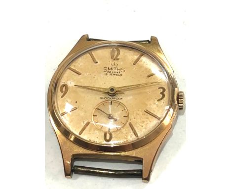 Smiths de luxe gents vintage wristwatch 15 jewel manual wind in working order but no warranty given 