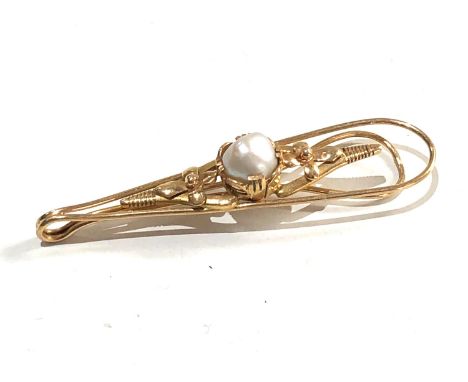 18ct gold pearl tie clip set with pearl 6.3g 