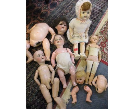 Two Armand Marseilles dolls A/F and other vintage dolls 