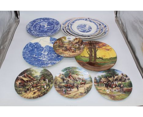 A quantity of plates including Pountney 'Avalon', Spode 'Italian', Minton, Royal Doulton etc.