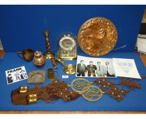 A quantity of miscellanea including black and white photograph of Elvis Presley, 'Jersey' copper milk can (a/f), copper and b