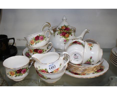 A part Royal Vale teaset, to include: seven cups and saucers and tea plates, along with a Royal Albert "Old Country Roses" te