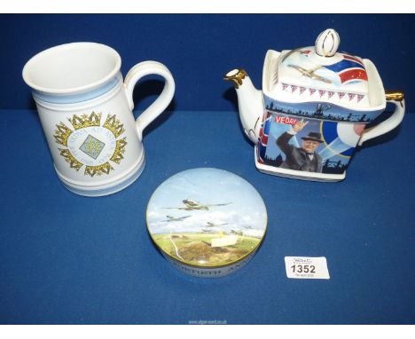 Three pieces of commemorative china to include: a tankard commemorating the 60th anniversary of The Royal Air Force from 1918