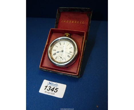 A Ingersoll Ltd. Triumph Military style watch in the original box, gold plated with black Roman numerals in a silver coloured