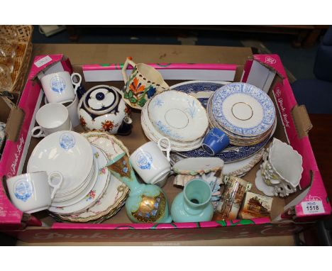 A quantity of china to include: Wedgwood tea pot, Seughenydd Noffda cups and Saucers, a small Royal Doulton pot and vase, etc