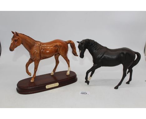 A Chestnut horse 'My First Horse' on plinth and 'Black Beauty Mare', both by Beswick.