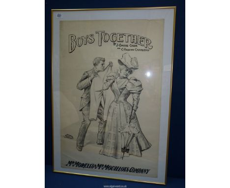 A late C19th Adelphi  Theatre 'Boys Together' poster in a modern frame, poster size 30'' x 20''.