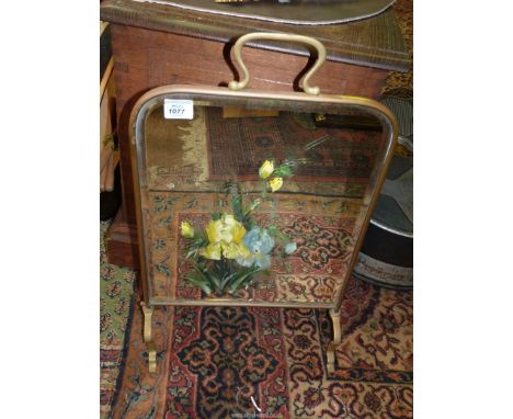An early 20th century brass and bevelled mirrored Fireguard, 25" tall x 15" wide.
