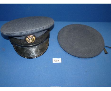 A No 1 Dress cap for R.A.F Airman, along with a R.A.F beret.