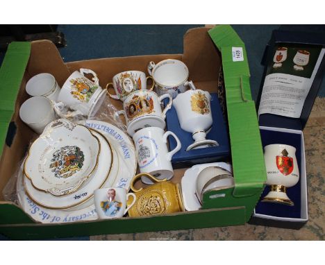 A quantity of Royal Commemorative china to include: Doulton and Royal Worcester, from Queen Victoria to Prince Harry and five