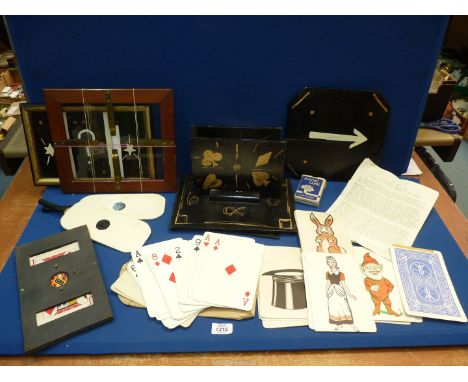 A quantity of Magic conjuring cards tricks accessories, to include: Demon series "Locking Jumbo Card Penetration Frame", Jumb