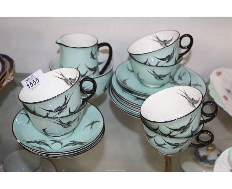 A Vintage "Grimwades" "Swallow" part tea set[ one saucer chipped and some hairlines]