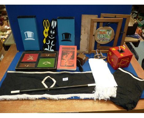 A quantity of Magic Conjuring accessories including 'Demon Series' wonder box, Davenports "Popular Magic" book, 'Hippity Hop 