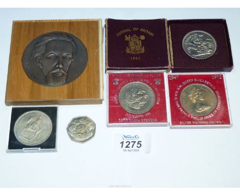 A Festival of Britain 1951 crown, 1972 Phillip & Elizabeth Silver Wedding crown, 1953 Coronation crown, 1981 Royal Wedding cr