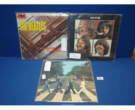 A Beatles LP Original Stereo USA with Red Apple Logo AR34001, a 1969 Beatles LP First Press on German Gema label and a "Pleas