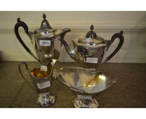 Good quality Elkington and Co. four piece plated tea service together with a plated ladle and a small quantity of other plate