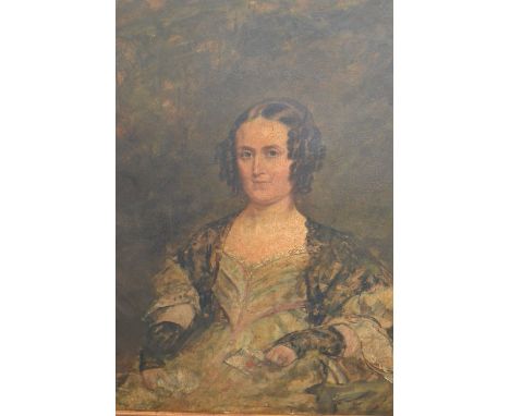 19th Century oil on canvas, portrait of a seated lady, 13ins x 11ins