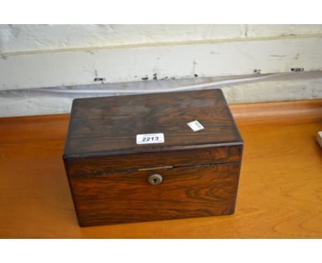 Small Victorian rosewood rectangular two division tea caddy, together with a small aneroid barometer thermometer
