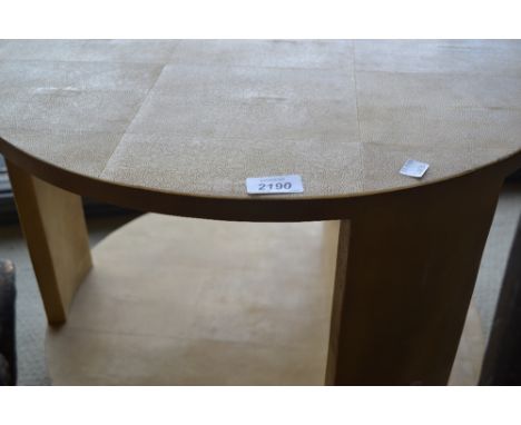 Julian Chichester, pair of 20th Century circular cream simulated shagreen two tier lamp tables