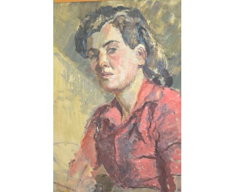 Early 20th Century Bloomsbury school, oil portrait of a lady, unsigned, framed, 19ins x 15ins