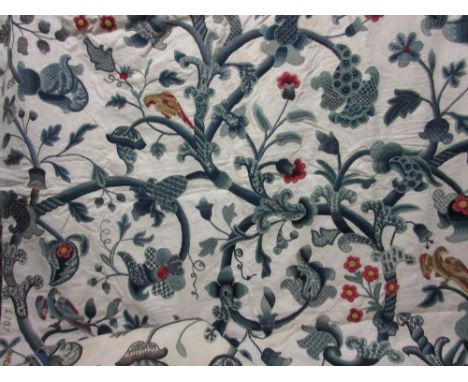 Three various early 20th Century crewel work embroidered curtains / wall hangings   CONDITION REPORT  76ins x 49ins. Not a pa