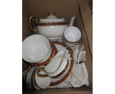 Royal Crown Derby six place teaset with cake plate, side plates, cream jug, teapot etc