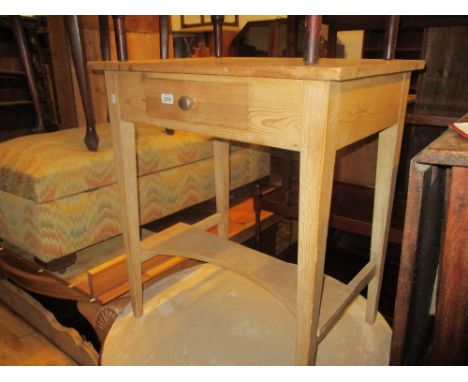 Polished pine single drawer side table, together with a pine wall bracket