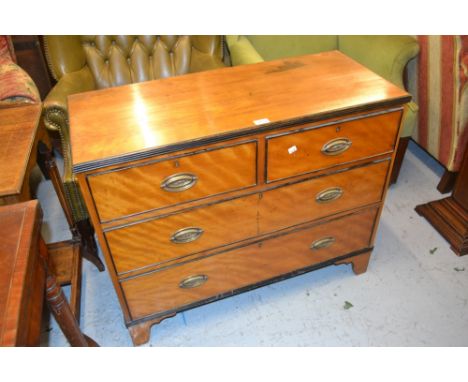 Small 19th Century satinwood chest of two short and two long drawers with ebony beadings on bracket feet