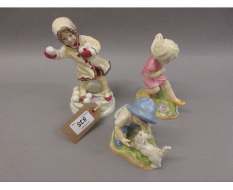 Group of three Royal Worcester figures, September, March and December, modelled by Doughty