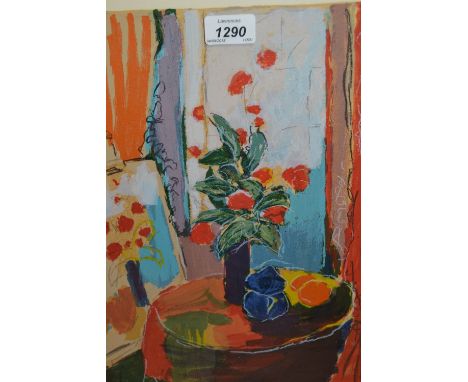 Pair of Limited Edition framed prints, entitled ' Red Flower ' and ' Pink ' Flower ', signed Fairfield, together with a frame