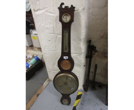 19th Century mahogany wheel barometer thermometer (for restoration)
