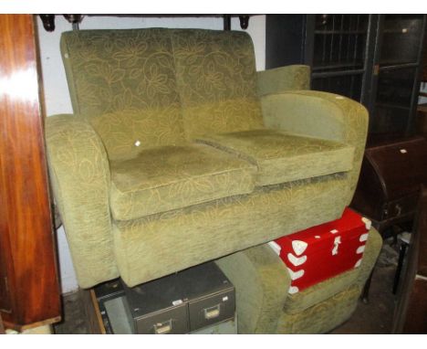 Mid 20th Century Art Deco two seat sofa together with a matching armchair