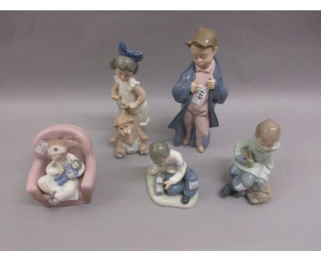 Group of five various Nao porcelain figures of children