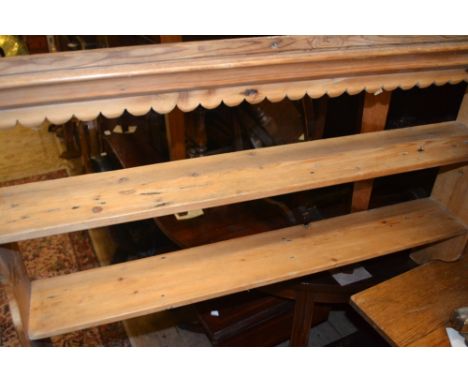 Pine two shelf hanging wall bracket together with a stained pine three shelf hanging wall bracket