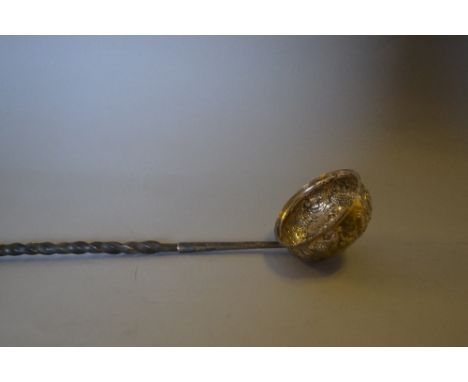 Antique white metal toddy ladle inset with a George II coin (at fault)
