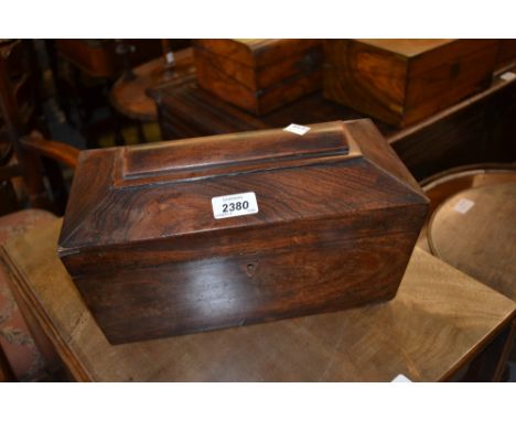 19th Century rosewood sarcophagus shaped tea caddy (at fault)