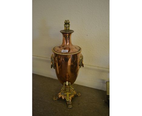 19th Century copper samovar converted to a table lamp