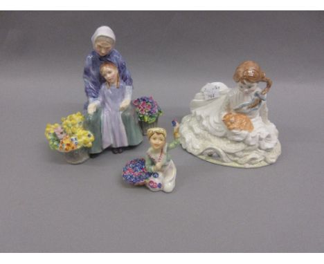 Royal Worcester figure ' Italy ' (at fault) together with a Royal Doulton figure, ' Granny's Heritage ' HN2031 and Royal Worc