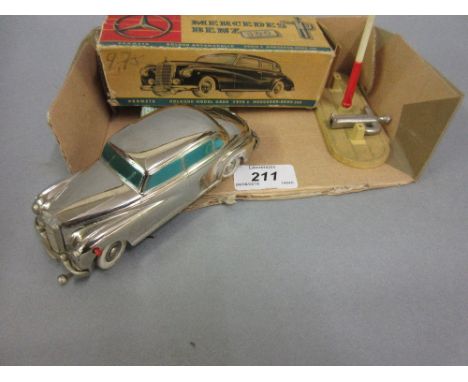 Prameta Mercedes Benz 300 with figural key in original box, together with an Esso petrol station sign (at fault)