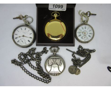 Continental silver cased open face pocket watch with enamel dial, Arabic and Roman numerals, subsidiary seconds and floral de