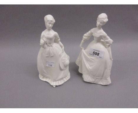 Two Royal Worcester white porcelain figures ' Coming of Age ' and ' Summertime '