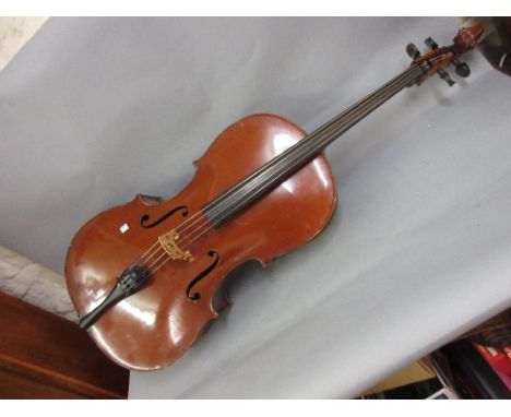 Late 19th / early 20th Century cello in a modern fitted travel case CONDITION REPORT Length of back excluding neck button is 