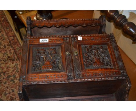 Small 19th Century carved two door wall bracket with shelves above together with other miscellaneous small wood carvings