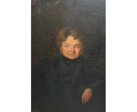 19th Century English school oil on canvas, half length portrait of a gentleman, gilt framed, 20ins x 14ins